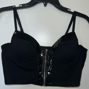 Forever 21 Black Faux Leather Lined Bralette Top